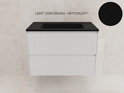 Style Line Тумба с кварцевой раковиной антрацит Лима 80 Plus подвесная эмаль белая матовая – фотография-2